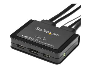 StarTech.com Switch KVM DisplayPort  2 Ports- 4K 60 Hz - Commutateur KVM USB DP 1.2 UHD avec Câbles 1,2 m Integrés & Audio - Alimenté par Bus - Commutation à Distance 1,5 m avec Bouton (SV211DPUA4K) - Commutateur écran-clavier-souris/audio - 2 x KVM / audio - de bureau - SV211DPUA4K - Commutateurs KVM