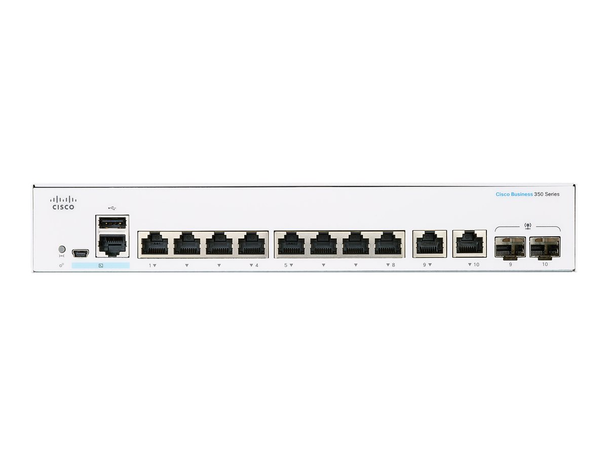 Cisco Business 350 Series CBS350-8FP-E-2G - Commutateur - C3 - Géré - 8 x 10/100/1000 (PoE+) + 2 x SFP Gigabit combiné - Montable sur rack - PoE+ (120 W) - CBS350-8FP-E-2G-EU - Concentrateurs et commutateurs gigabit