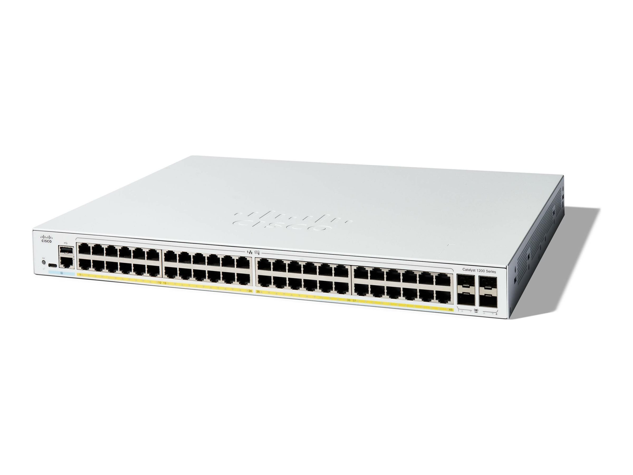 Cisco Catalyst 1200-48P-4G - Commutateur - C3 - intelligent - 48 x 10/100/1000 (PoE+) + 4 x Gigabit SFP - Montable sur rack - PoE+ (375 W) - C1200-48P-4G - Concentrateurs et commutateurs gigabit