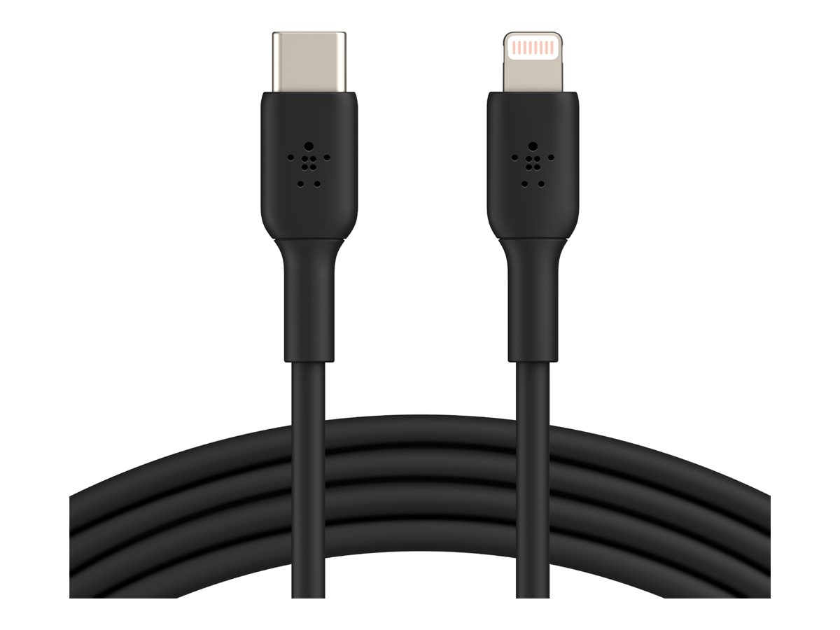 Belkin BOOST CHARGE - Câble Lightning - 24 pin USB-C mâle pour Lightning mâle - 1 m - noir - Alimentation USB (18 W) - CAA003BT1MBK - Câbles spéciaux