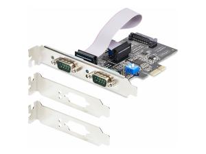 StarTech.com 2-Port Serial PCIe Card, Dual-Port PCI Express to RS232/RS422/RS485 (DB9) Serial Card, Low-Profile Brackets Incl., 16C1050 UART, TAA-Compliant, Windows/Linux, TAA Compliant - Level-4 ESD Protection (2S232422485-PC-CARD) - Adaptateur série - PCIe profil bas - RS-232 x 2 - noir - Conformité TAA - 2S232422485-PC-CARD - Adaptateurs réseau PCI-e