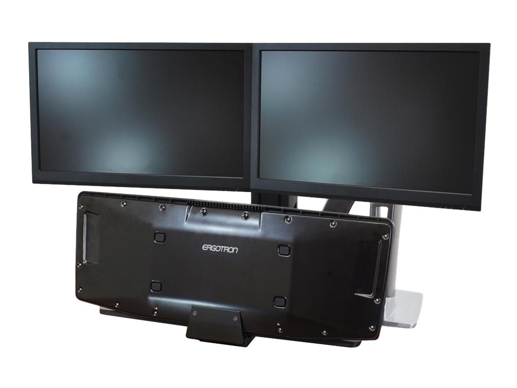 Ergotron WorkFit-A Dual with Worksurface+ Standing Desk - Kit de montage (fixation par pince pour bureau, bras flexible, 2 pivots, tiroir à clavier) - pour 2 écrans LCD / clavier / souris - aluminium poli - Taille d'écran : jusqu'à 24 pouces - ordinateur de bureau - 24-312-026 - Accessoires pour écran