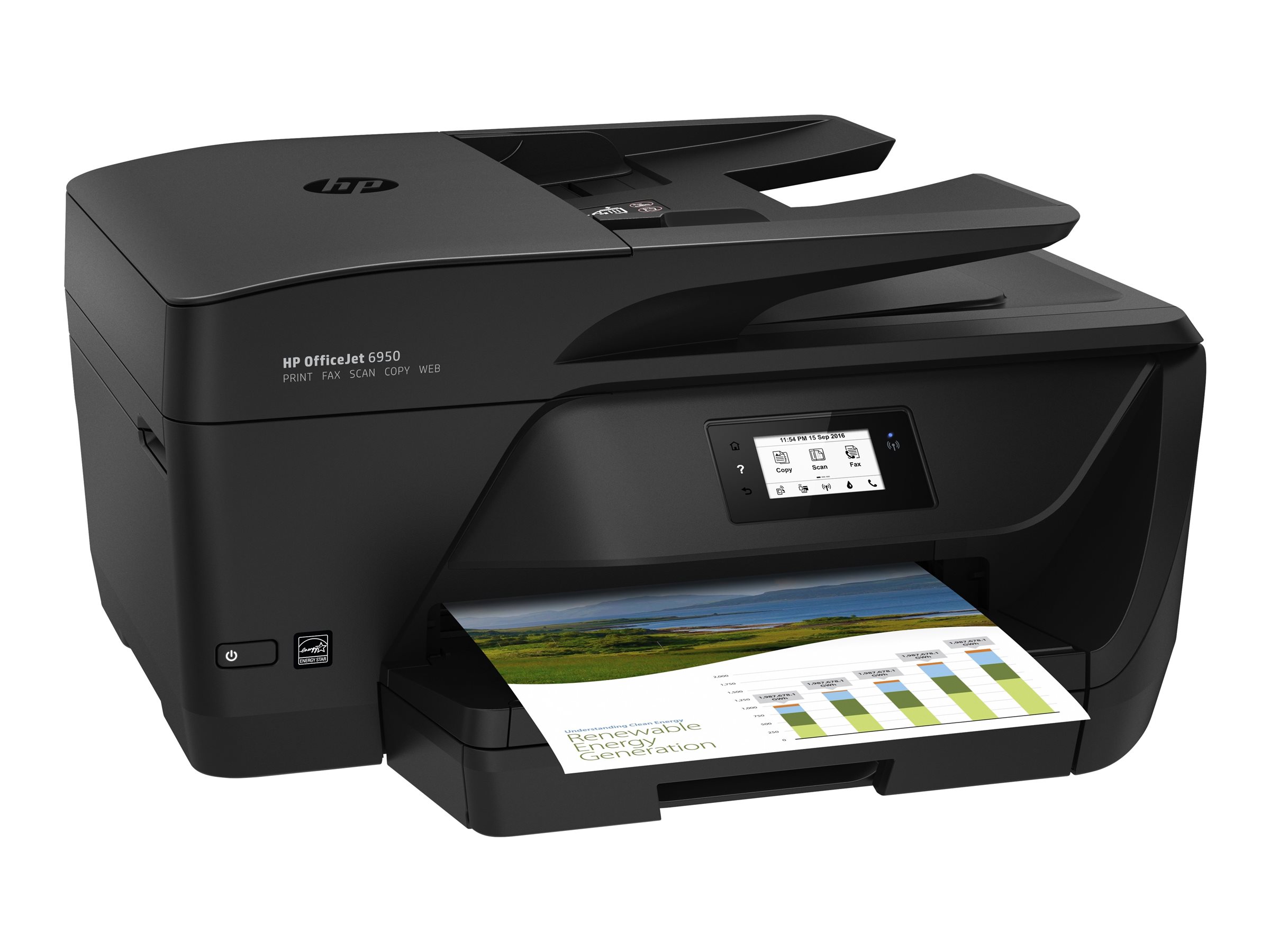 HP Officejet 6950 All-in-One - Imprimante multifonctions - couleur - jet d'encre - Legal (216 x 356 mm)/A4 (210 x 297 mm) (original) - A4/Legal (support) - jusqu'à 11 ppm (copie) - jusqu'à 16 ppm (impression) - 225 feuilles - 33.6 Kbits/s - USB 2.0, Wi-Fi(n) - Compatibilité HP Instant Ink - P4C85A#BHC - Imprimantes multifonctions