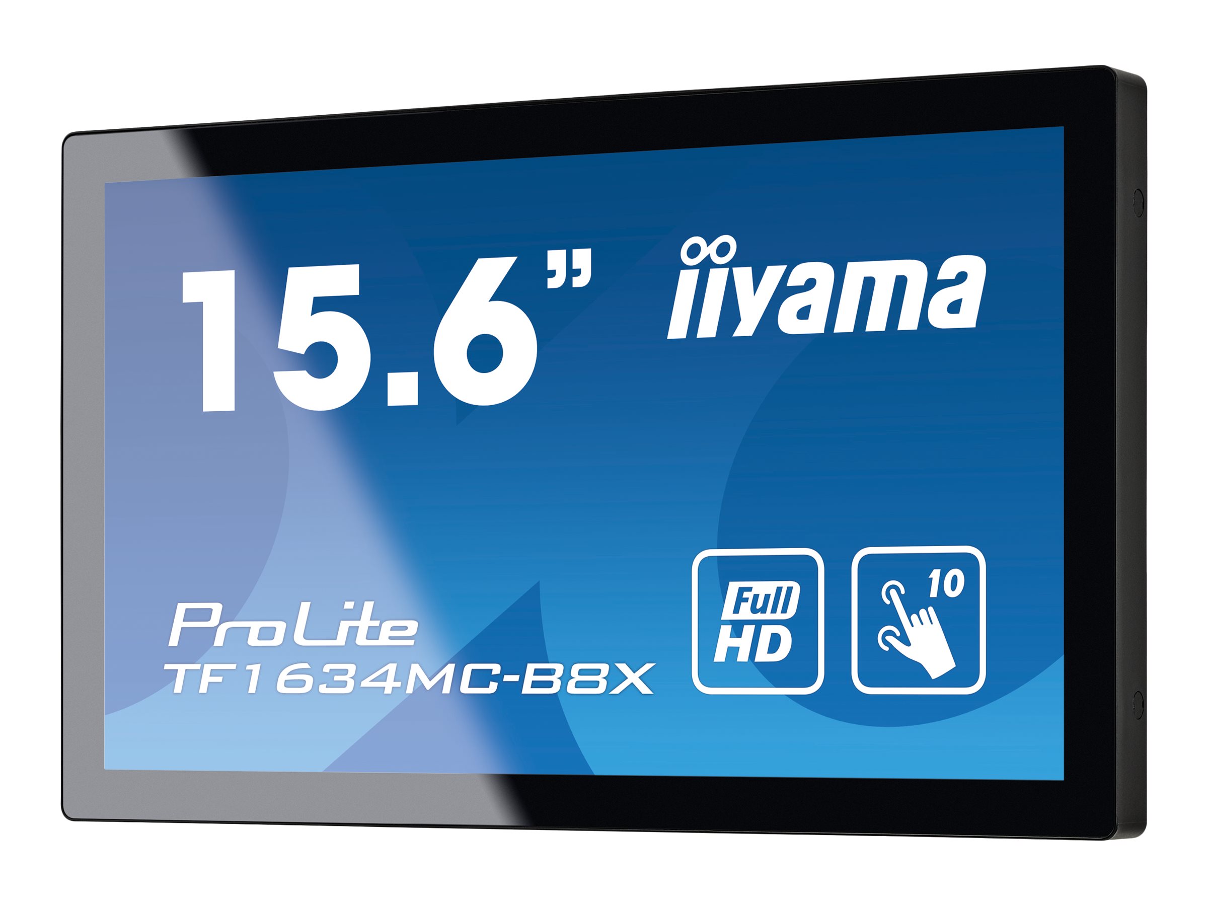 iiyama ProLite TF1634MC-B8X - Écran LED - 15.6" - cadre ouvert - écran tactile - 1920 x 1080 Full HD (1080p) @ 60 Hz - IPS - 450 cd/m² - 700:1 - 25 ms - HDMI, VGA, DisplayPort - noir, mat - TF1634MC-B8X - Écrans d'ordinateur