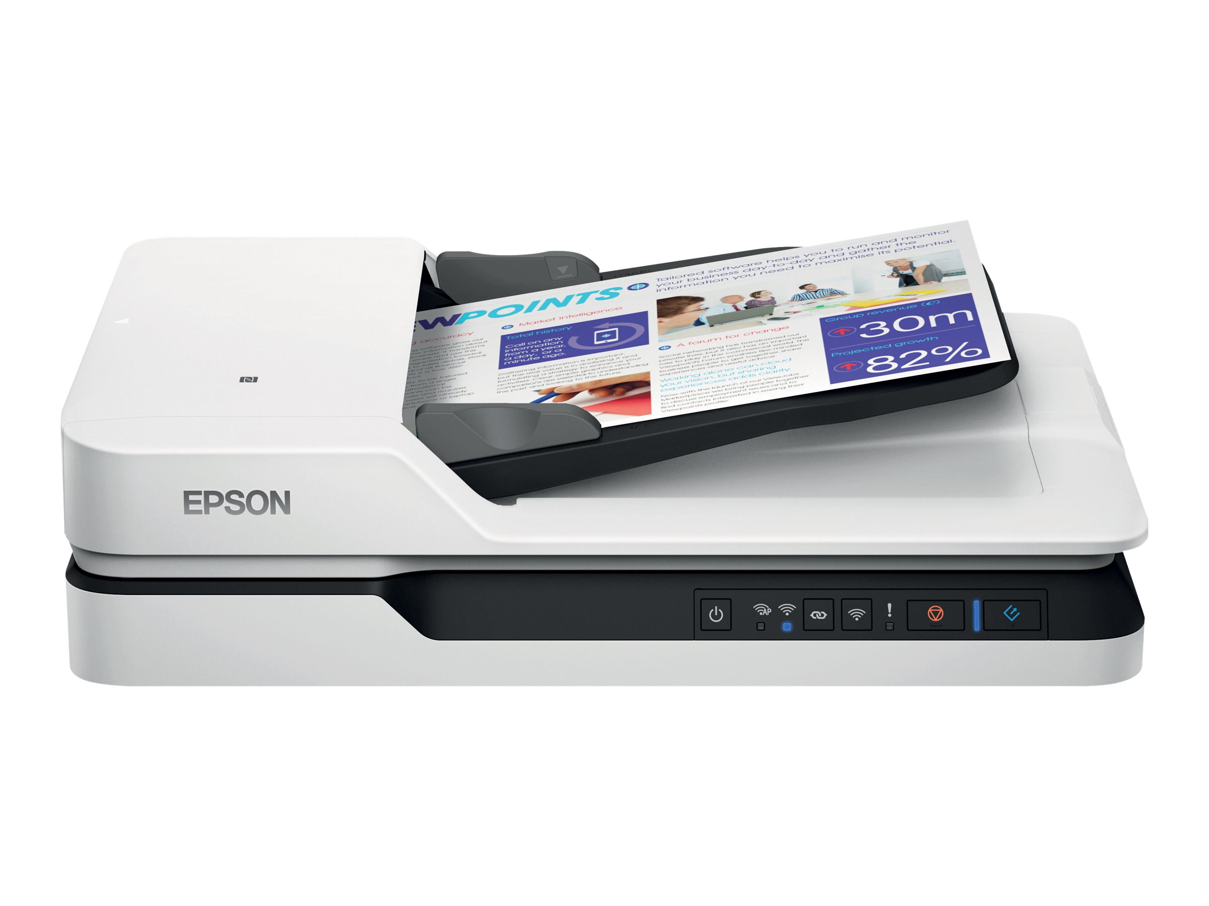 Epson WorkForce DS-1660W - Scanner de documents - Recto-verso - A4/Legal - 1200 dpi x 1200 dpi - jusqu'à 25 ppm (mono) / jusqu'à 25 ppm (couleur) - Chargeur automatique de documents (50 feuilles) - jusqu'à 1500 pages par jour - USB 3.0, Wi-Fi(n) - B11B244401PP - Scanneurs de documents