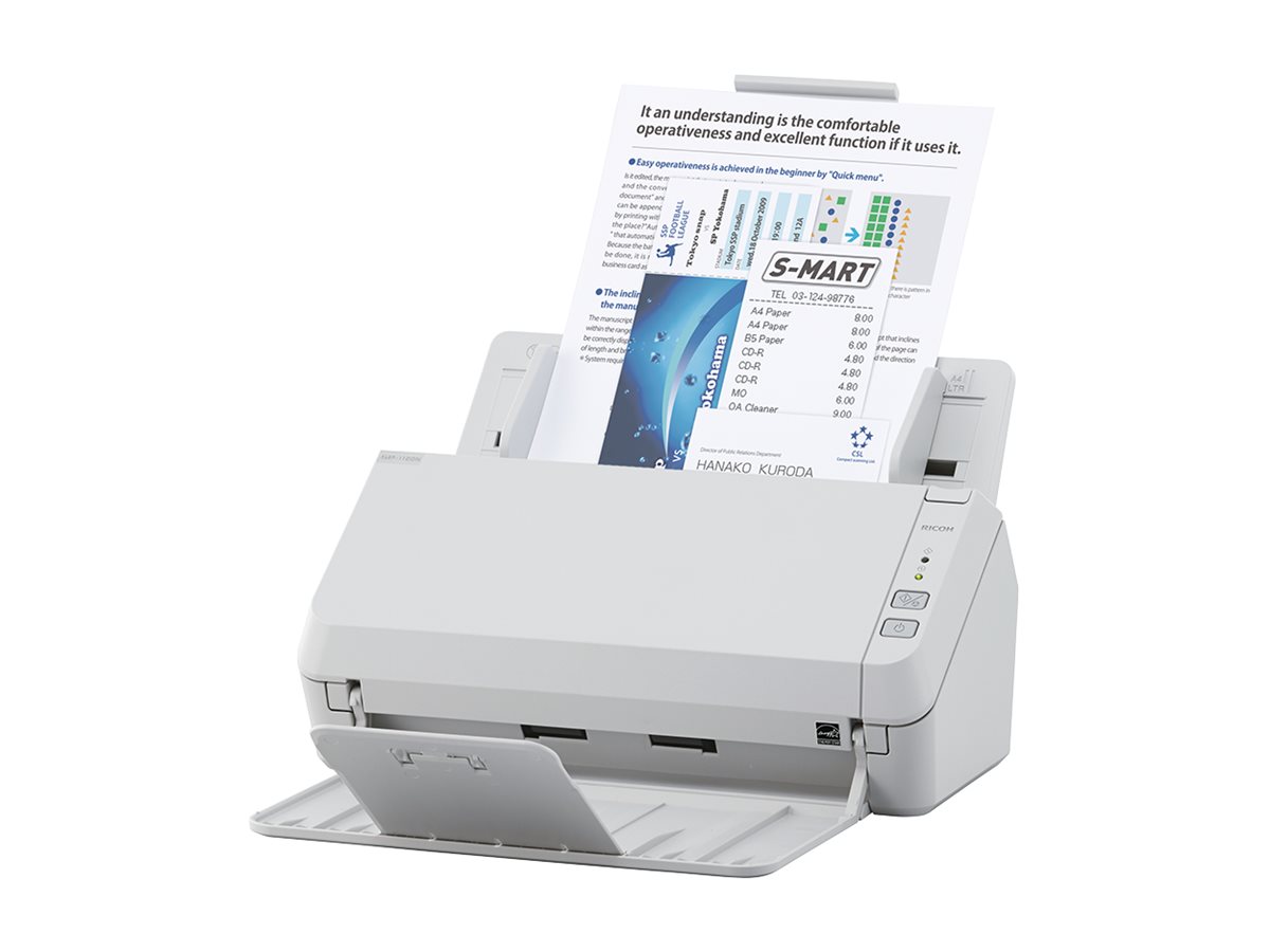 Ricoh SP-1120N - Scanner de documents - CIS Double - Recto-verso - 216 x 355.6 mm - 600 dpi x 600 dpi - jusqu'à 20 ppm (mono) / jusqu'à 20 ppm (couleur) - Chargeur automatique de documents (50 feuilles) - jusqu'à 3000 pages par jour - Gigabit LAN, USB 3.2 Gen 1x1 - PA03811-B001 - Scanneurs de documents