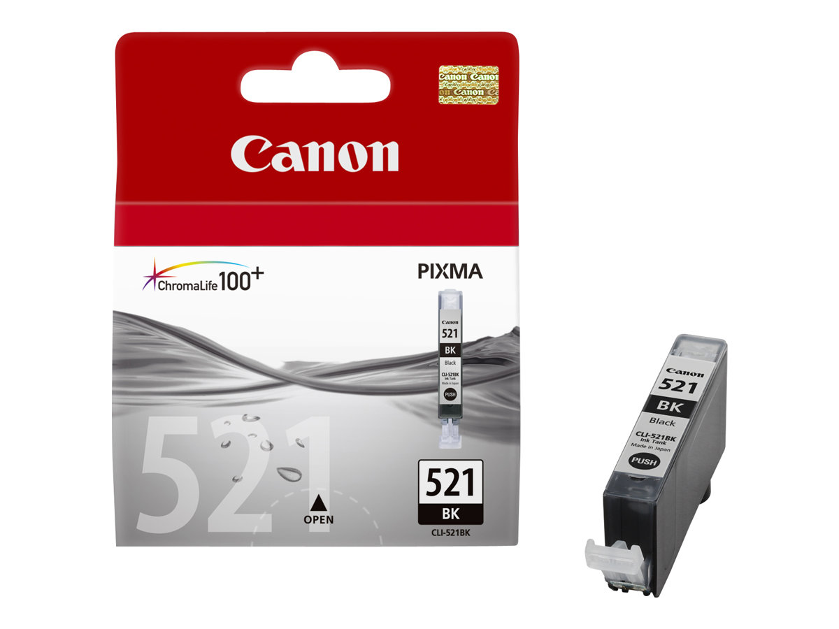 Canon CLI-521BK - 9 ml - noir - original - coque avec sécurité - réservoir d'encre - pour PIXMA iP3600, iP4700, MP540, MP550, MP560, MP620, MP630, MP640, MP980, MP990, MX860, MX870 - 2933B008 - Réservoirs d'encre
