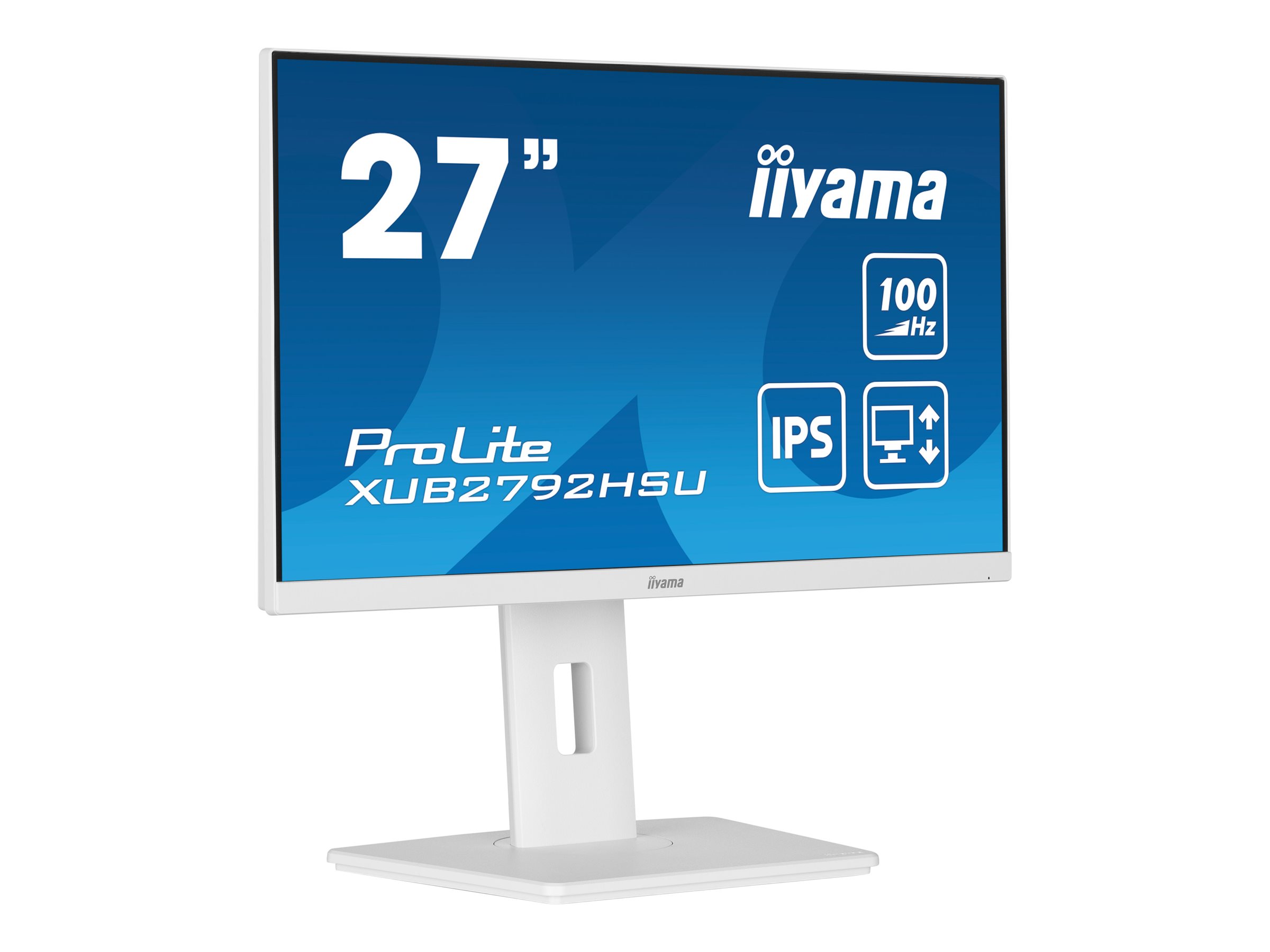 iiyama ProLite XUB2792HSU-W6 - Écran LED - 27" - 1920 x 1080 Full HD (1080p) @ 100 Hz - IPS - 250 cd/m² - 1300:1 - 0.4 ms - HDMI, DisplayPort - haut-parleurs - blanc, mat - XUB2792HSU-W6 - Écrans d'ordinateur