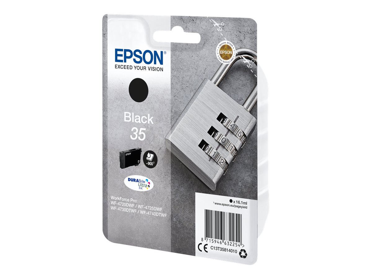 Epson 35 - 16.1 ml - noir - original - blister - cartouche d'encre - pour WorkForce Pro WF-4720, WF-4720DWF, WF-4725DWF, WF-4730, WF-4730DTWF, WF-4740, WF-4740DTWF - C13T35814010 - Cartouches d'encre Epson