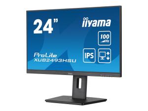 iiyama ProLite XUB2493HSU-B6 - Écran LED - 24" (23.8" visualisable) - 1920 x 1080 Full HD (1080p) @ 100 Hz - IPS - 250 cd/m² - 1000:1 - 1 ms - HDMI, DisplayPort - haut-parleurs - noir mat - XUB2493HSU-B6 - Écrans d'ordinateur