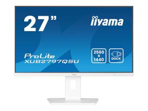 iiyama ProLite XUB2797QSU-W2 - Écran LED - 27" - 2560 x 1440 QHD @ 100 Hz - IPS - 300 cd/m² - 1300:1 - 1 ms - HDMI, DisplayPort - haut-parleurs - blanc mat - XUB2797QSU-W2 - Écrans d'ordinateur