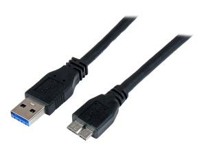 StarTech.com Câble certifié USB 3.0 A vers Micro B de 1 m - Cordon USB3 SuperSpeed USB A vers USB Micro B - M/M - Câble USB - Micro-USB de type B (M) pour USB type A (M) - USB 3.0 - 1 m - noir - pour P/N: DKT30CVAGPD, HB30A4AIB, HB30AM4AB, HB31C2A2CME, HB31C3A1CME, ST7C51224, ST7C51224EU - USB3CAUB1M - Câbles USB