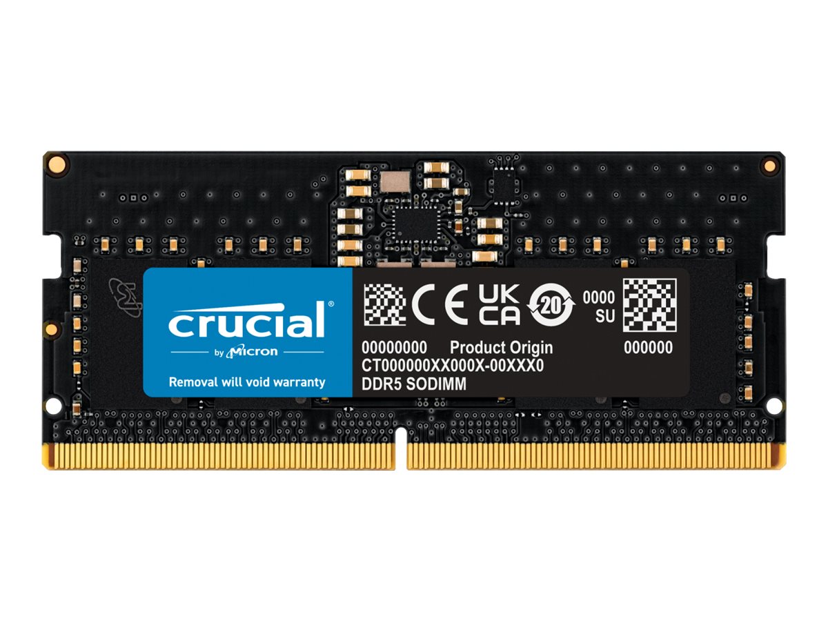 Crucial - DDR5 - module - 8 Go - SO DIMM 262 broches - 4800 MHz / PC5-38400 - CL40 - 1.1 V - mémoire sans tampon - non ECC - CT8G48C40S5 - DDR5