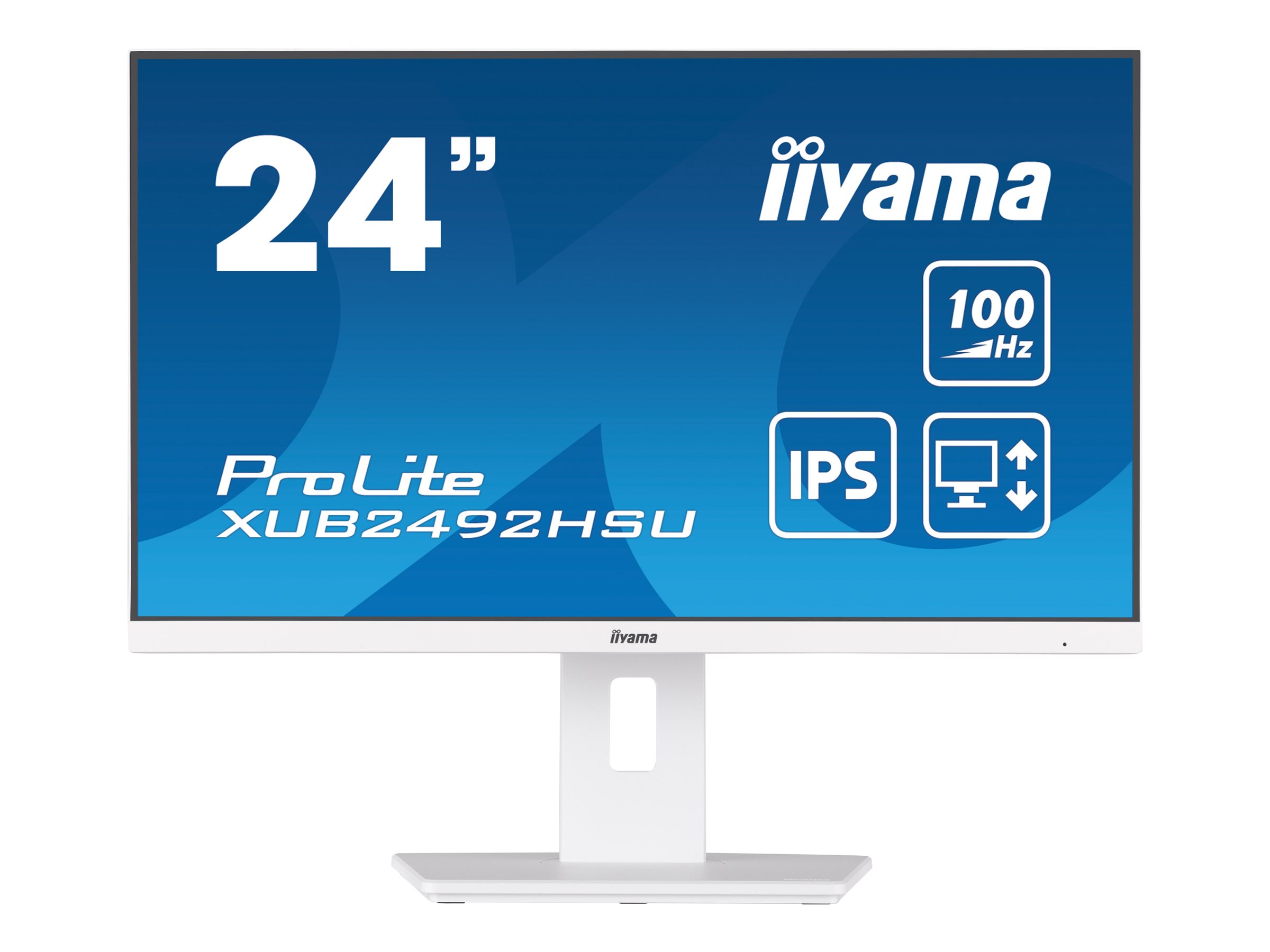iiyama ProLite XUB2492HSU-W6 - Écran LED - 24" (23.8" visualisable) - 1920 x 1080 Full HD (1080p) @ 100 Hz - IPS - 250 cd/m² - 1300:1 - 0.4 ms - HDMI, DisplayPort - haut-parleurs - blanc mat - XUB2492HSU-W6 - Écrans d'ordinateur