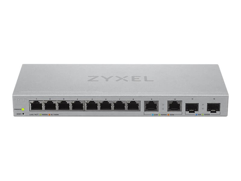 Zyxel XGS1210-12 - V2 - commutateur - Géré - 8 x 10/100/1000 + 2 x 100/1000/2.5G + 2 x 1 gigabit/10 gigabit SFP+ (liaison montante) - de bureau, fixation murale - XGS1210-12-ZZ0102F - Concentrateurs et commutateurs gigabit