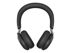 Jabra Evolve2 75 - Micro-casque - sur-oreille - Bluetooth - sans fil - Suppresseur de bruit actif - USB-A - isolation acoustique - noir - avec support de chargement - Certifié pour Microsoft Teams - 27599-999-989 - Écouteurs