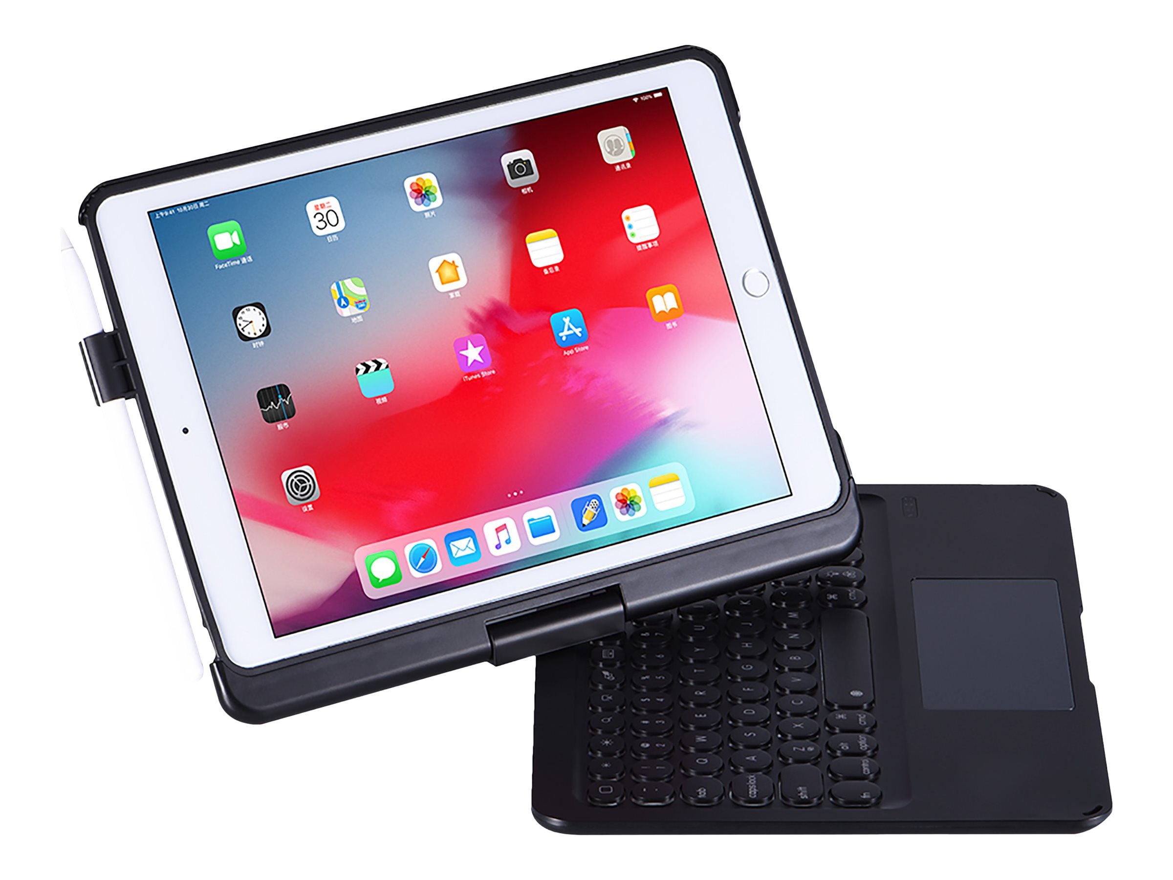 Urban Factory LUMEE - Clavier et étui - avec pavé tactile - backlit - sans fil - Bluetooth 5.1 - AZERTY - noir - pour Apple 10.2-inch iPad (7ème génération) - RCI10UF - Claviers