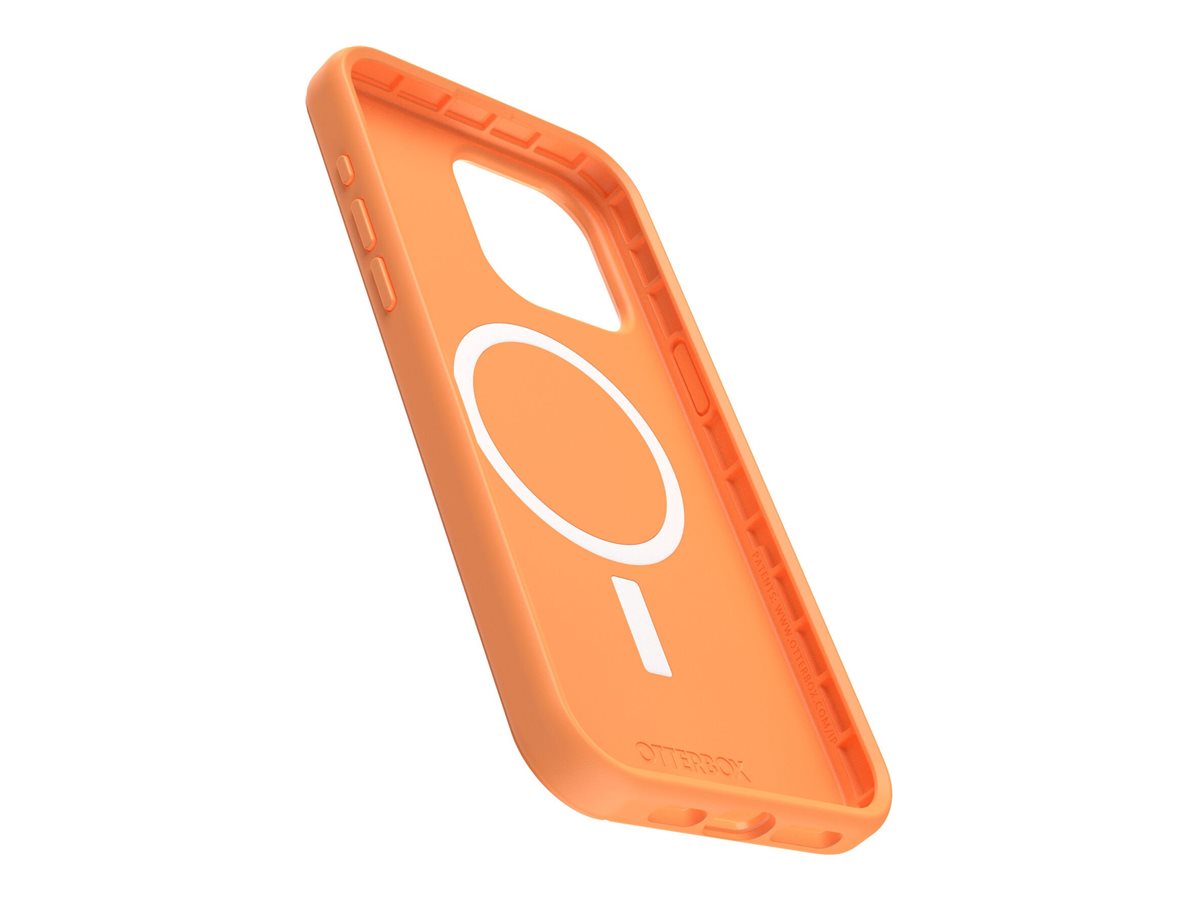 OtterBox Symmetry Series - Coque de protection pour téléphone portable - compatibilité avec MagSafe - polycarbonate, caoutchouc synthétique, verre au phosphate d'argent - pierre de soleil (orange) - pour Apple iPhone 15 Pro Max - 77-92909 - Coques et étuis pour téléphone portable