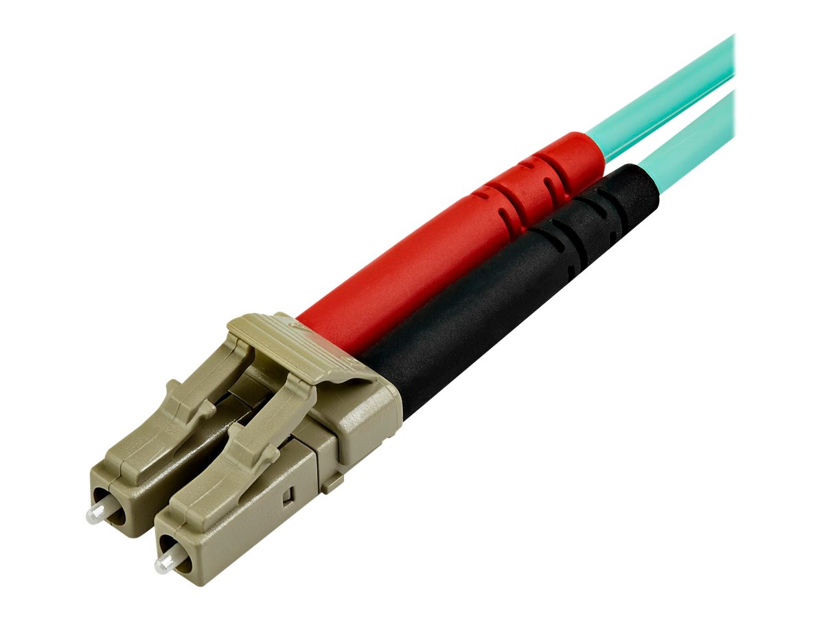 StarTech.com 15 m OM4 LC to LC Multimode Duplex Fiber Optic Patch Cable- Aqua - 50/125 - Fiber Optic Cable - 40/100Gb - LSZH (450FBLCLC15) - Cordon de raccordement - LC multi-mode (M) pour LC multi-mode (M) - 15 m - fibre optique - duplex - 50 / 125 microns - OM4 - turquoise - 450FBLCLC15 - Câblesenfibres