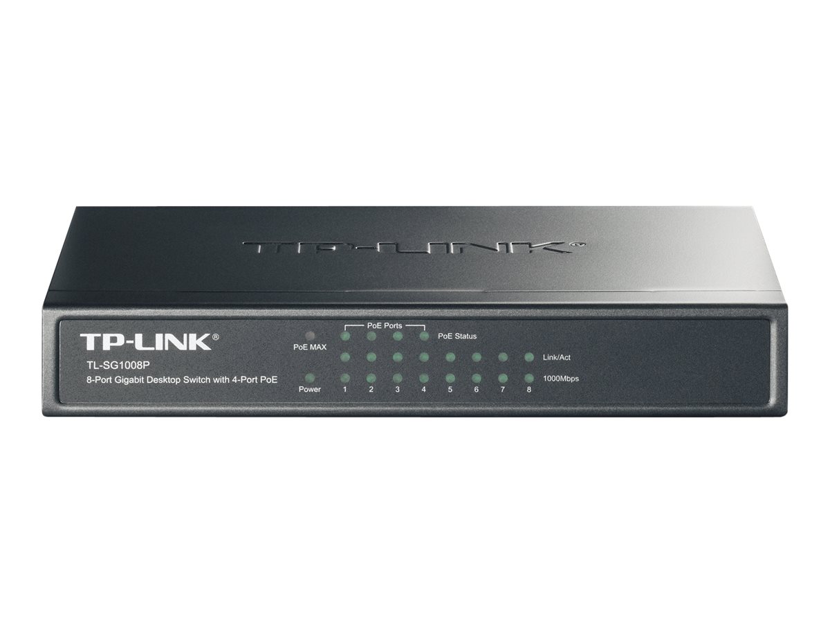 TP-Link TL-SG1008P - Commutateur - non géré - 4 x 10/100/1000 (PoE) + 4 x 10/100/1000 - de bureau - PoE - TL-SG1008P - Concentrateurs et commutateurs gigabit