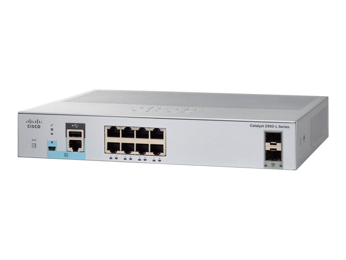Cisco Catalyst 2960L-8TS-LL - Commutateur - Géré - 8 x 10/100/1000 + 2 x Gigabit SFP (liaison montante) - de bureau, Montable sur rack - WS-C2960L-8TS-LL - Concentrateurs et commutateurs gigabit