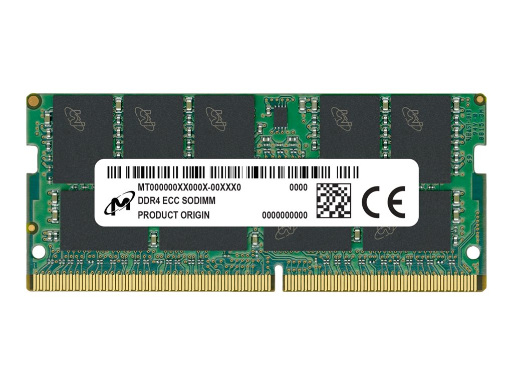 Micron - DDR4 - module - 16 Go - SO DIMM 260 broches - 3200 MHz / PC4-25600 - CL22 - 1.2 V - mémoire sans tampon - ECC - MTA18ASF2G72HZ-3G2R1R - DDR4