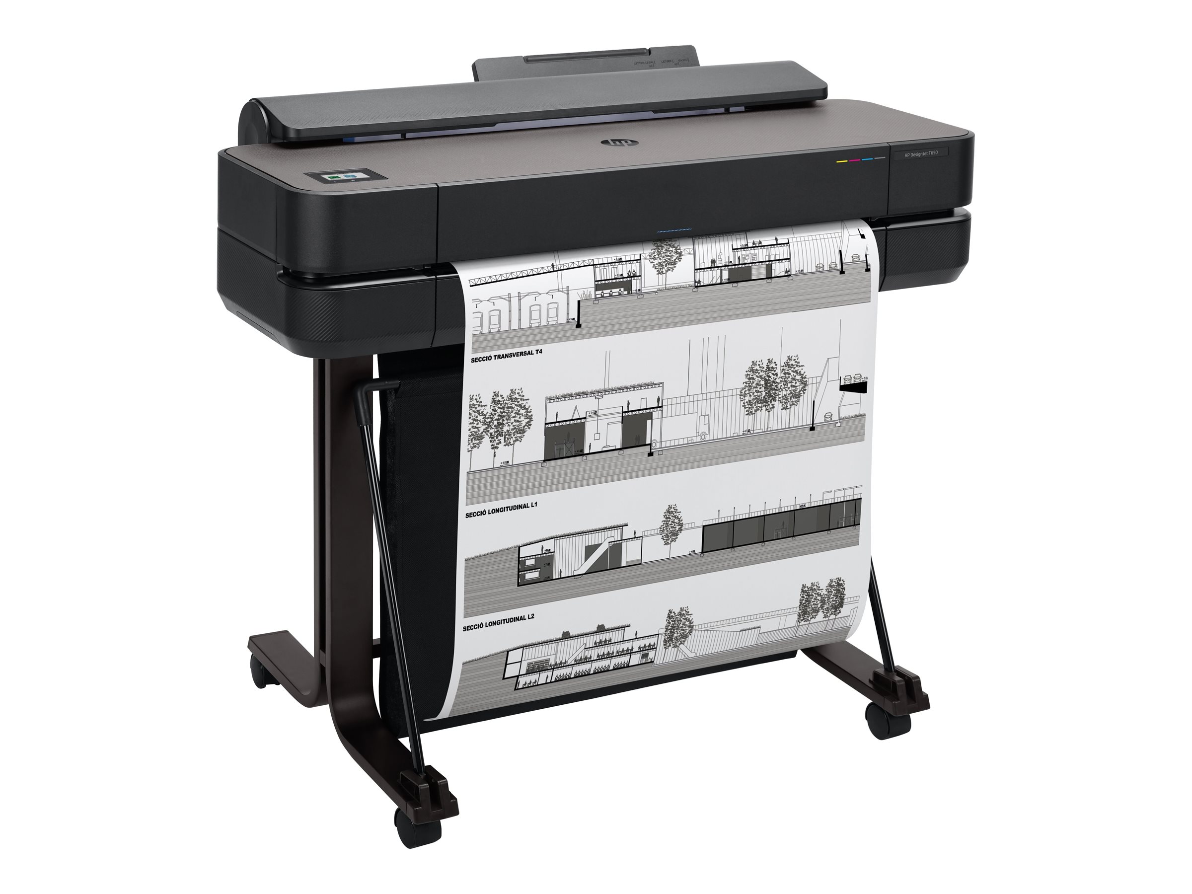 HP DesignJet T650 - 24" imprimante grand format - couleur - jet d'encre - Rouleau (61 cm) - 2 400 x 1 200 ppp - jusqu'à 0.43 min/page (mono) / jusqu'à 0.43 min/page (couleur) - capacité : 1 inclinaison - Gigabit LAN, USB 2.0, Wi-Fi(n) - outil de coupe - 5HB08D#B19 - Imprimantes jet d'encre