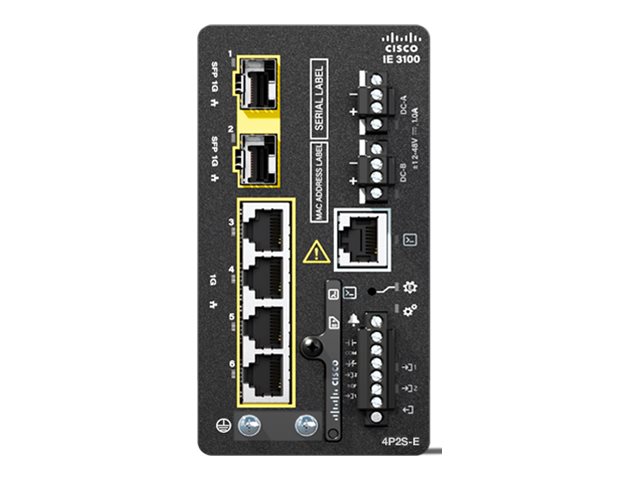 Cisco Catalyst IE3100 Rugged Series - Network Essentials - commutateur - Géré - 4 x 10/100/1000 (PoE+) + 2 x Gigabit SFP - Montage sur rail DIN - PoE+ (120 W) - IE-3100-4P2S-E - Commutateurs gérés