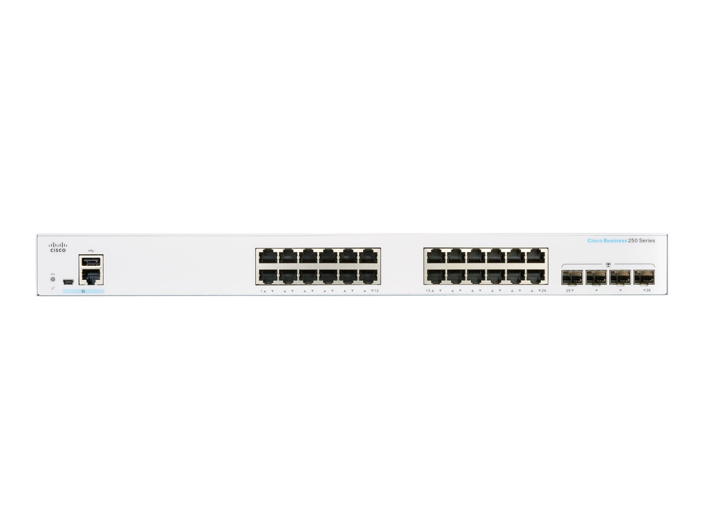 Cisco Business 250 Series CBS250-24PP-4G - Commutateur - C3 - intelligent - 24 x 10/100/1000 (PoE+) + 4 x Gigabit SFP - Montable sur rack - PoE+ (100 W) - CBS250-24PP-4G-EU - Concentrateurs et commutateurs gigabit