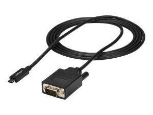 StarTech.com 6ft (2m) USB C to VGA Cable, 1920x1200/1080p USB Type C to VGA Video Active Adapter Cable, Thunderbolt 3 Compatible, Laptop to VGA Monitor/Projector, DP Alt Mode HBR2 Cable - 2m USB-C Video Cable (CDP2VGAMM2MB) - Câble vidéo / USB - 24 pin USB-C (M) pour HD-15 (VGA) (M) - 2 m - support 1920 x 1200 (WUXGA) - noir - pour P/N: TB4CDOCK - CDP2VGAMM2MB - Câbles USB