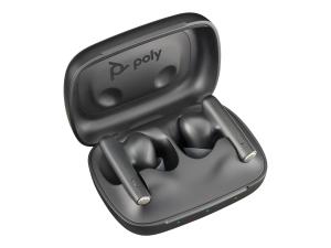 Poly Voyager Free 60 UC - Écouteurs sans fil avec micro - intra-auriculaire - Bluetooth - Suppresseur de bruit actif - USB-A via adaptateur Bluetooth - noir de charbon - certifié Zoom - 7Y8H3AA - Écouteurs