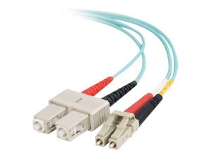 C2G LC-SC 10Gb 50/125 OM3 Duplex Multimode PVC Fiber Optic Cable (LSZH) - Câble réseau - SC multi-mode (M) pour LC multi-mode (M) - 2 m - fibre optique - duplex - 50 / 125 microns - OM3 - sans halogène - turquoise - 85532 - Câbles réseau spéciaux