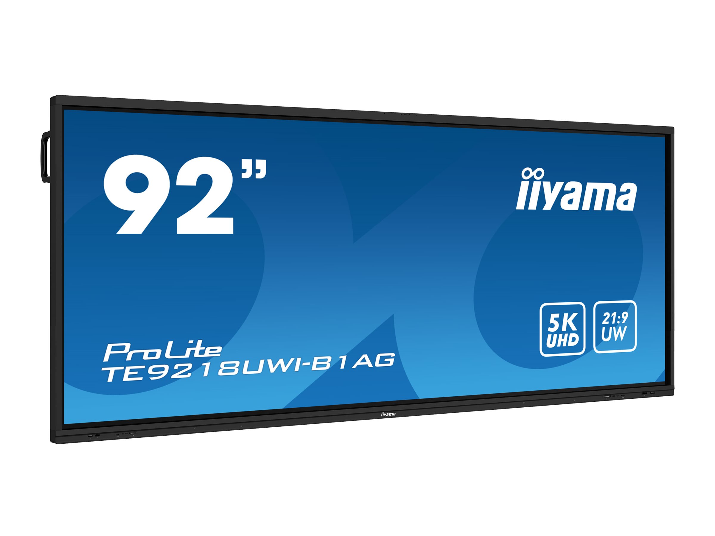 iiyama ProLite TE9218UWI-B1AG - Classe de diagonale 92" (91.5" visualisable) écran LCD rétro-éclairé par LED - signalétique numérique interactive - avec écran tactile (multi-touch) / capacité PC en option (slot-in) - 5K UHD (2160p) 5120 x 2160 - cadre noir avec finition mate - TE9218UWI-B1AG - Écrans LCD/LED grand format