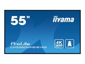 iiyama ProLite LH5560UHS-B1AG - Classe de diagonale 55" (54.6" visualisable) écran LCD rétro-éclairé par LED - signalisation numérique - avec lecteur multimédia SoC intégré - 4K UHD (2160p) 3840 x 2160 - éclairage périphérique - noir, finition matte - LH5560UHS-B1AG - Écrans de signalisation numérique