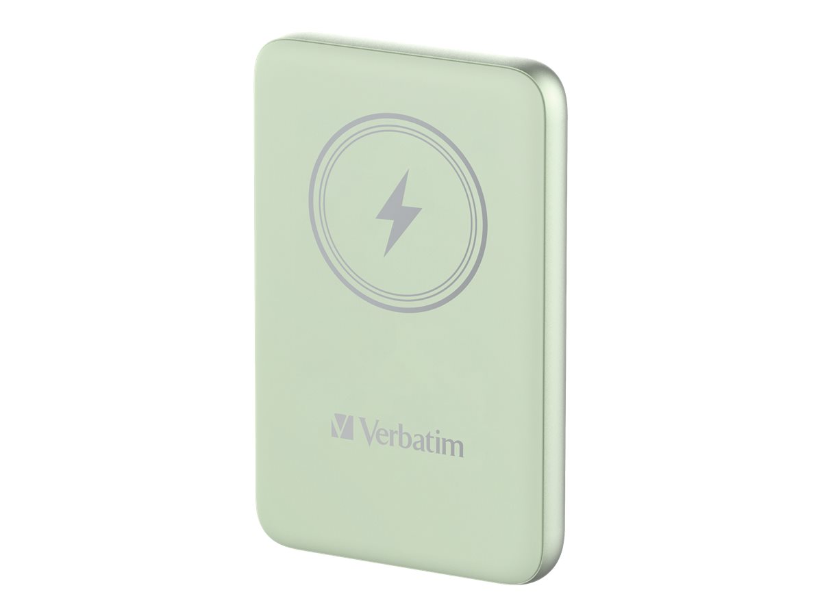 Verbatim Charge 'n' Go - Banque d'alimentation sans fil - support magnétique - Li-pol - 10000 mAh - 20 Watt - 2.4 A - Apple 2.4A, Apple Fast Charge, BC1.2, PD 3.0, Quick Charge 3.0 (24 pin USB-C) - vert - 32246 - Adaptateurs électriques et chargeurs