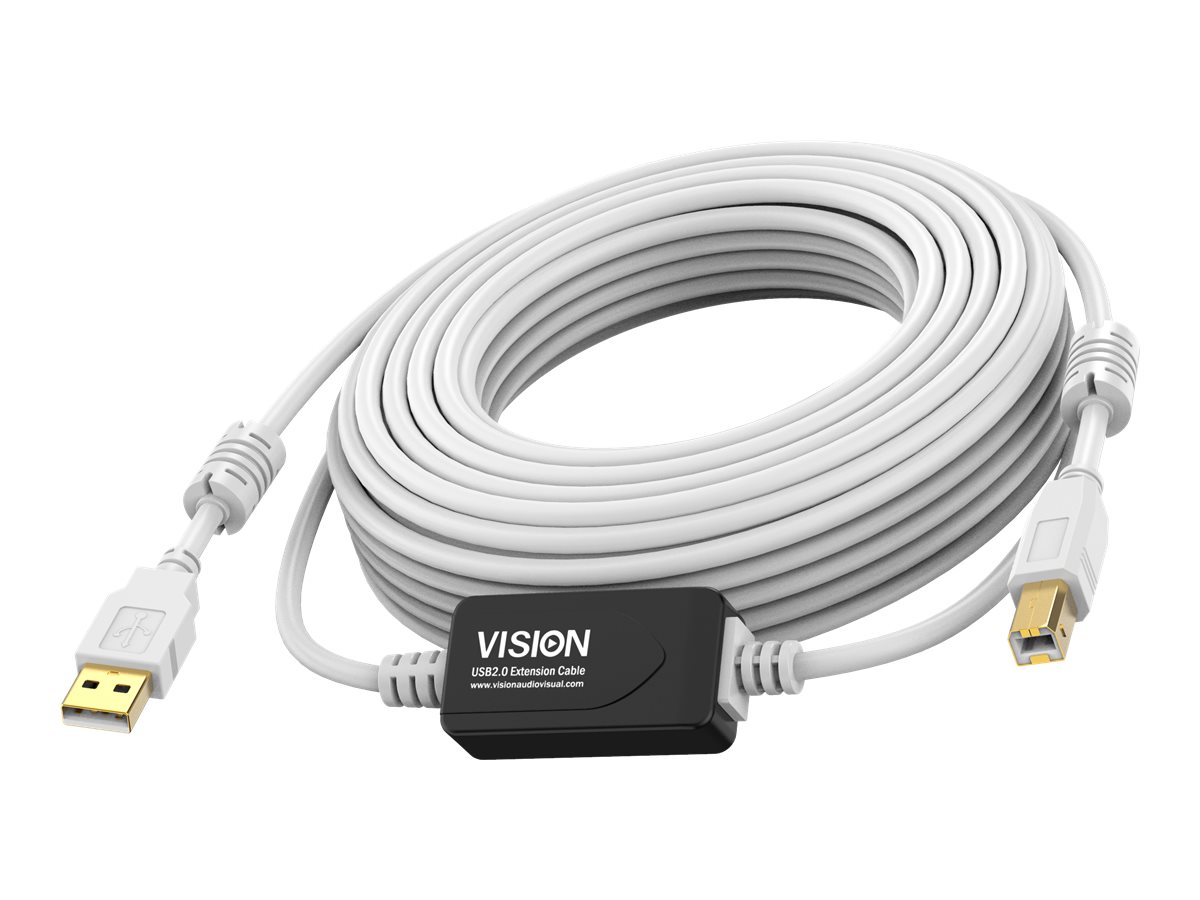 Vision Techconnect - Câble USB - USB (M) pour USB type B (M) - USB 2.0 - 15 m - rappel actif en ligne - blanc - TC 15MUSB+/2 - Câbles USB
