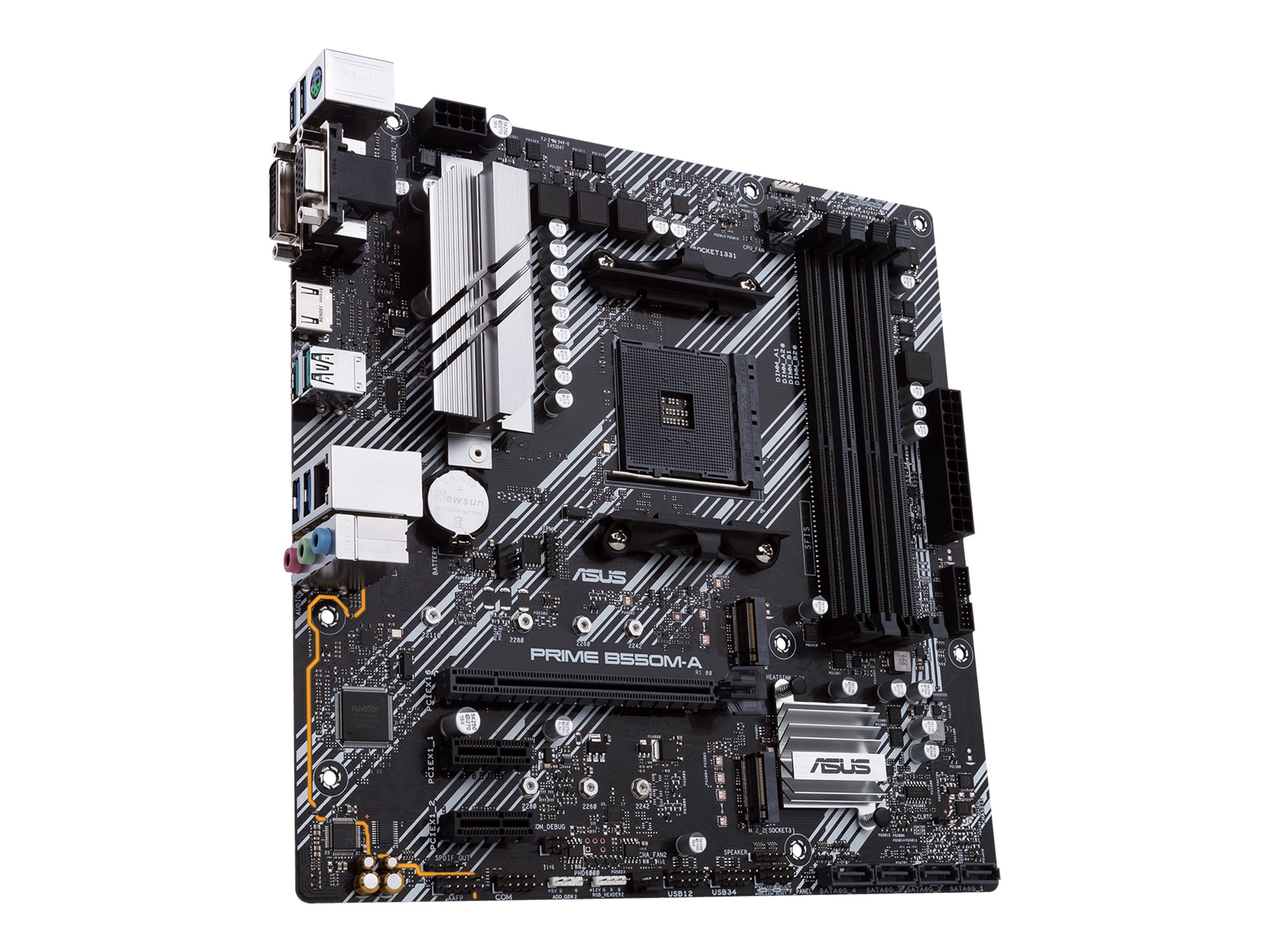 ASUS PRIME B550M-A - Carte-mère - micro ATX - Socket AM4 - AMD B550 Chipset - USB 3.2 Gen 1, USB 3.2 Gen 2 - Gigabit LAN - carte graphique embarquée (unité centrale requise) - audio HD (8 canaux) - 90MB14I0-M0EAY0 - Cartes mères (pour processeurs AMD)