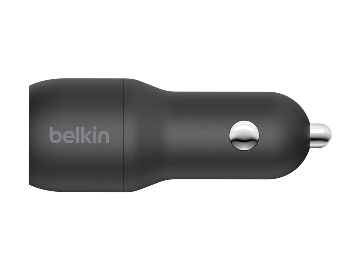 Belkin BOOST CHARGE Double chargeur - Adaptateur d'alimentation pour voiture - 24 Watt - 4.8 A - 2 connecteurs de sortie (USB) - sur le câble : Micro-USB - noir - CCE002BT1MBK - Batteries et adaptateurs d'alimentation pour téléphone cellulaire