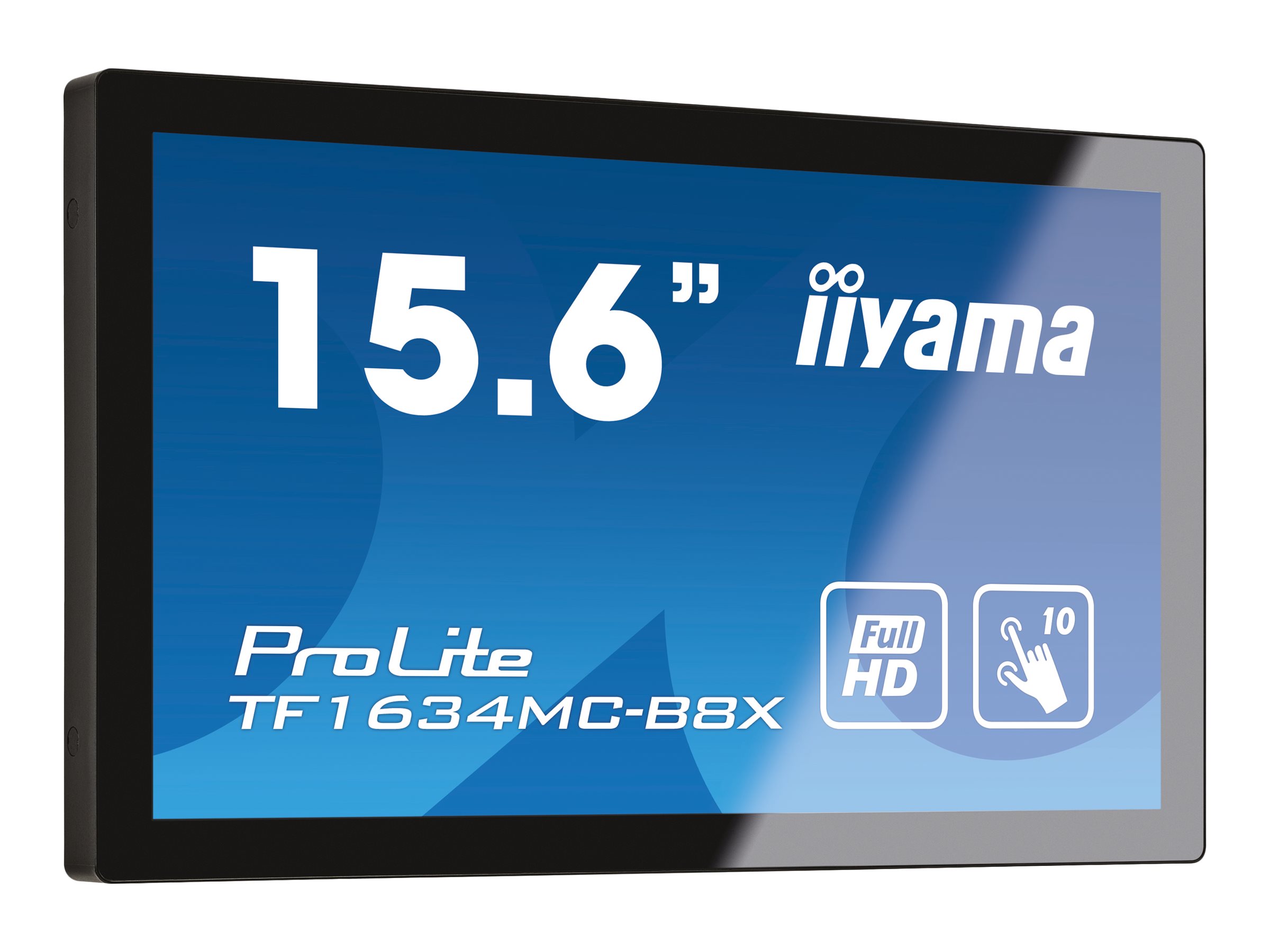 iiyama ProLite TF1634MC-B8X - Écran LED - 15.6" - cadre ouvert - écran tactile - 1920 x 1080 Full HD (1080p) @ 60 Hz - IPS - 450 cd/m² - 700:1 - 25 ms - HDMI, VGA, DisplayPort - noir, mat - TF1634MC-B8X - Écrans d'ordinateur