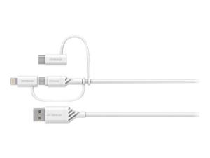 OtterBox Standard - Câble USB - USB (M) pour Micro-USB de type B, Lightning, 24 pin USB-C (M) - USB 2.0 - 3 A - 1 m - cloud dream white - 78-52686 - Câbles USB