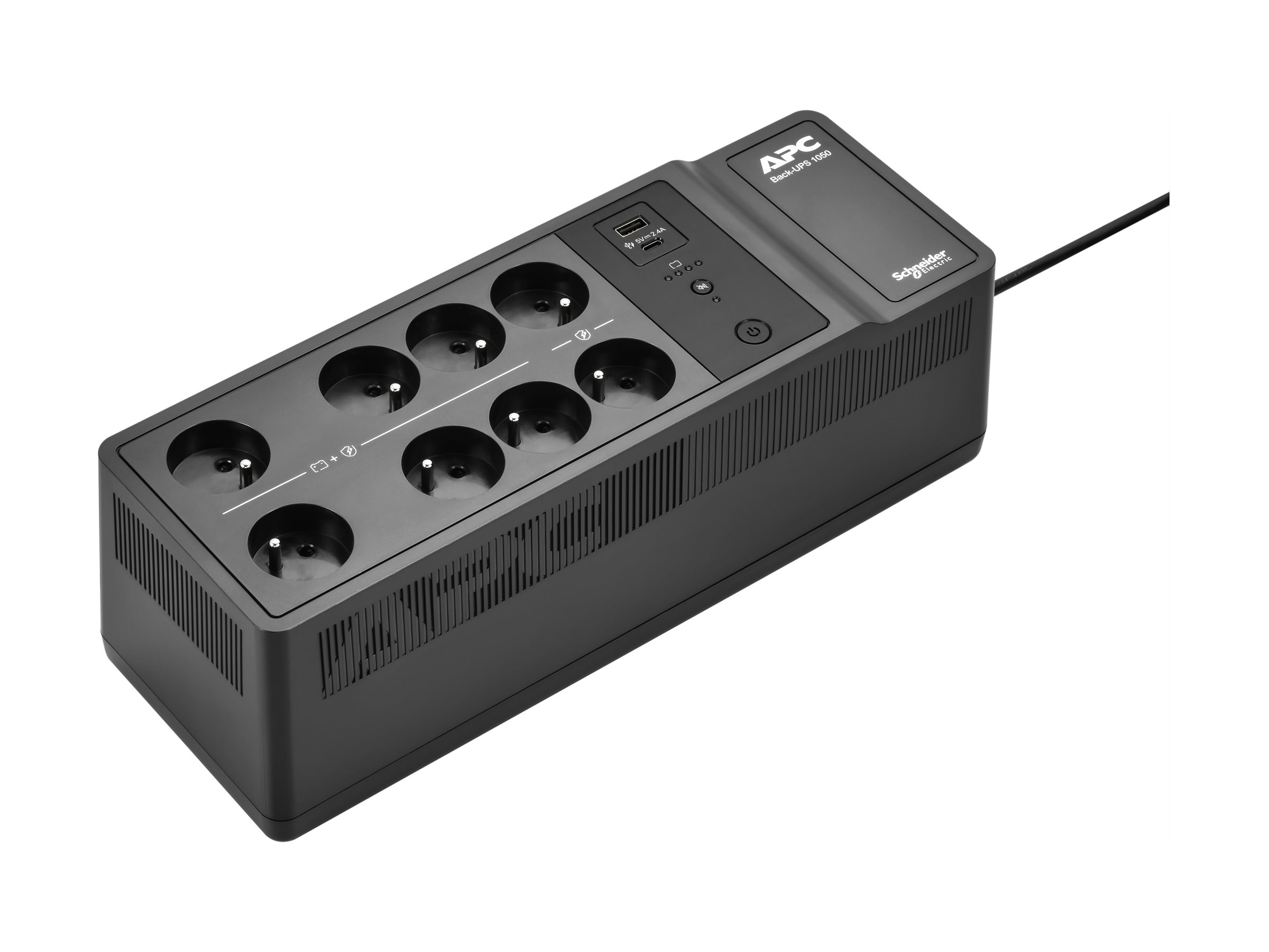 APC Back-UPS - Onduleur (montage mural / montage en surface) - USB-C + USB-A - CA 230 V - 600 Watt - 1050 VA - 9 Ah - connecteurs de sortie : 8 - France - noir - BE1050G2-FR - UPS autonomes