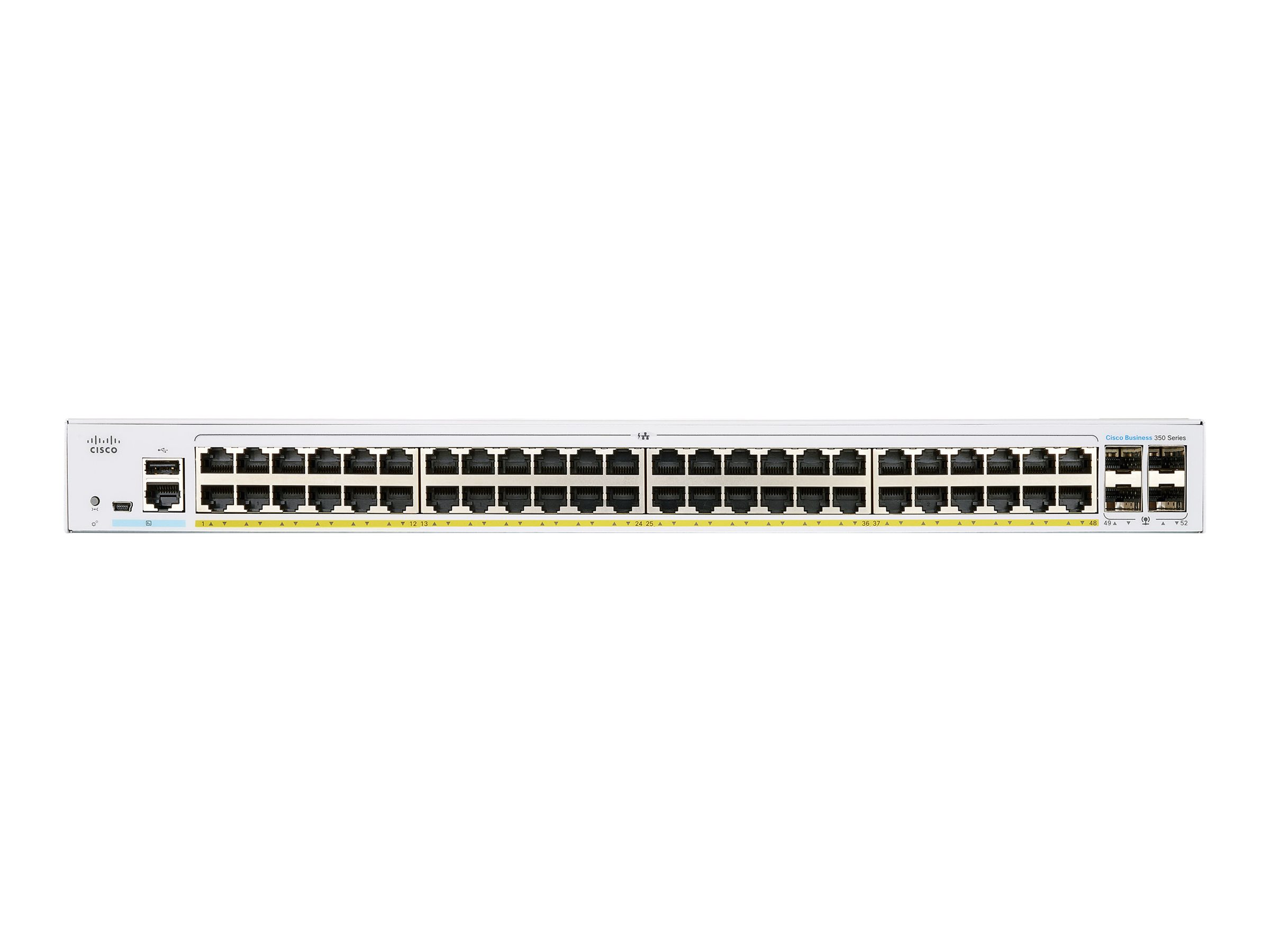Cisco Business 350 Series 350-48P-4G - Commutateur - C3 - Géré - 48 x 10/100/1000 (PoE+) + 4 x Gigabit SFP - Montable sur rack - PoE+ (370 W) - CBS350-48P-4G-EU - Concentrateurs et commutateurs gigabit