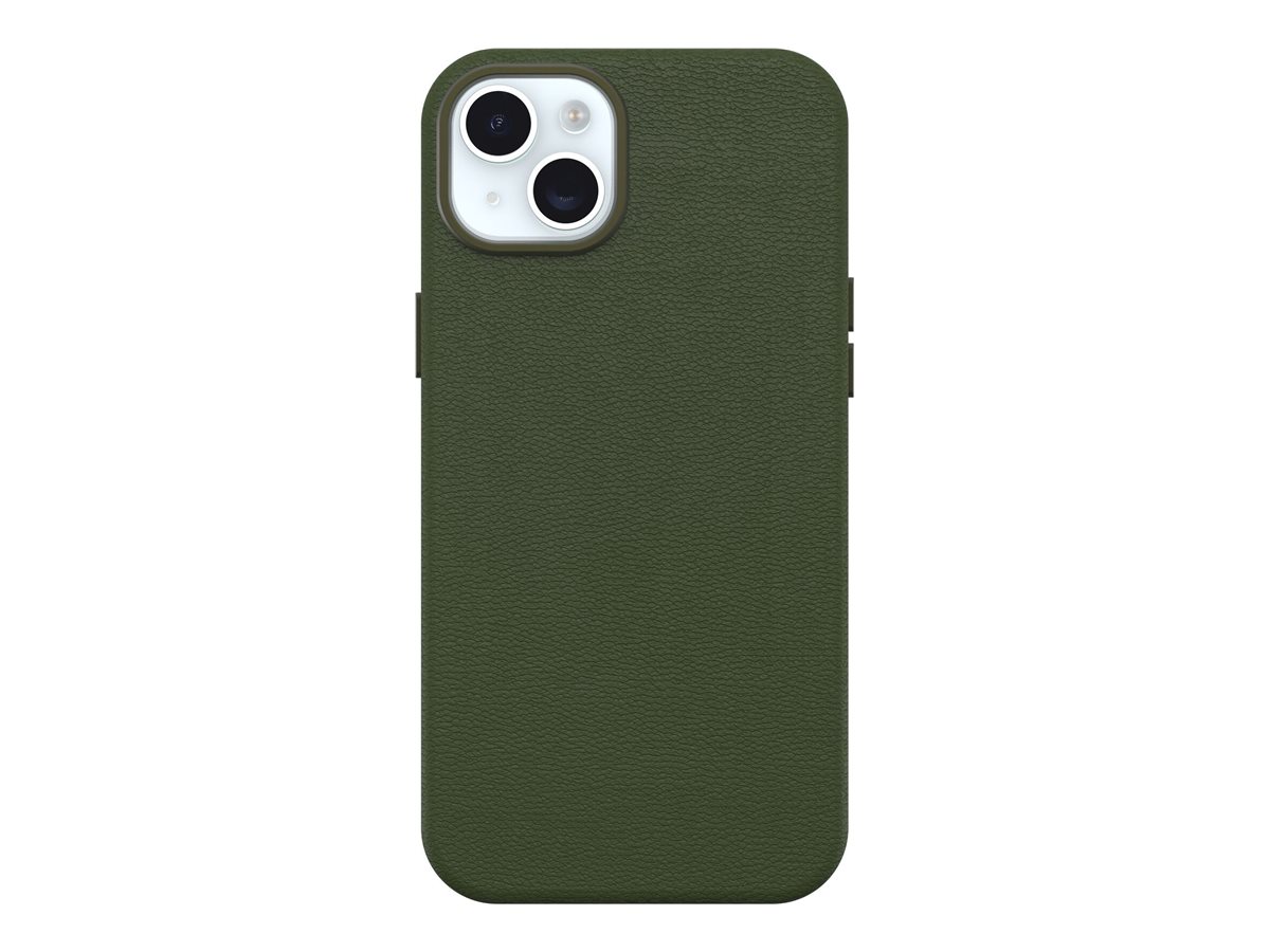 OtterBox Symmetry Series - Coque de protection pour téléphone portable - compatibilité avec MagSafe - polyuréthane, cuir de catus - cactus grove (green) - pour Apple iPhone 14 Plus, 15 Plus - 77-95738 - Coques et étuis pour téléphone portable