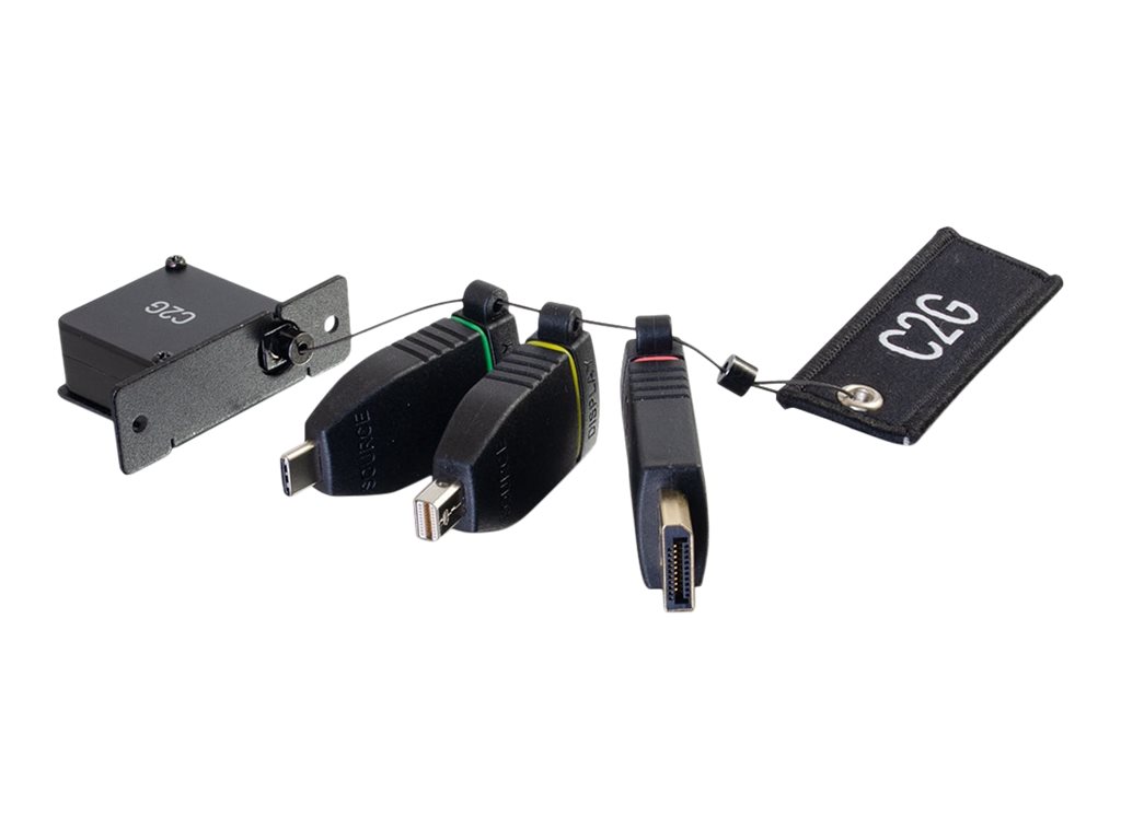 C2G Retractable Table Box Mount 4K HDMI Adapter Ring with Color Coded Mini DisplayPort, DisplayPort, and USB-C - Kit d'adaptateur vidéo - noir - support 4K - 29880 - Accessoires pour téléviseurs