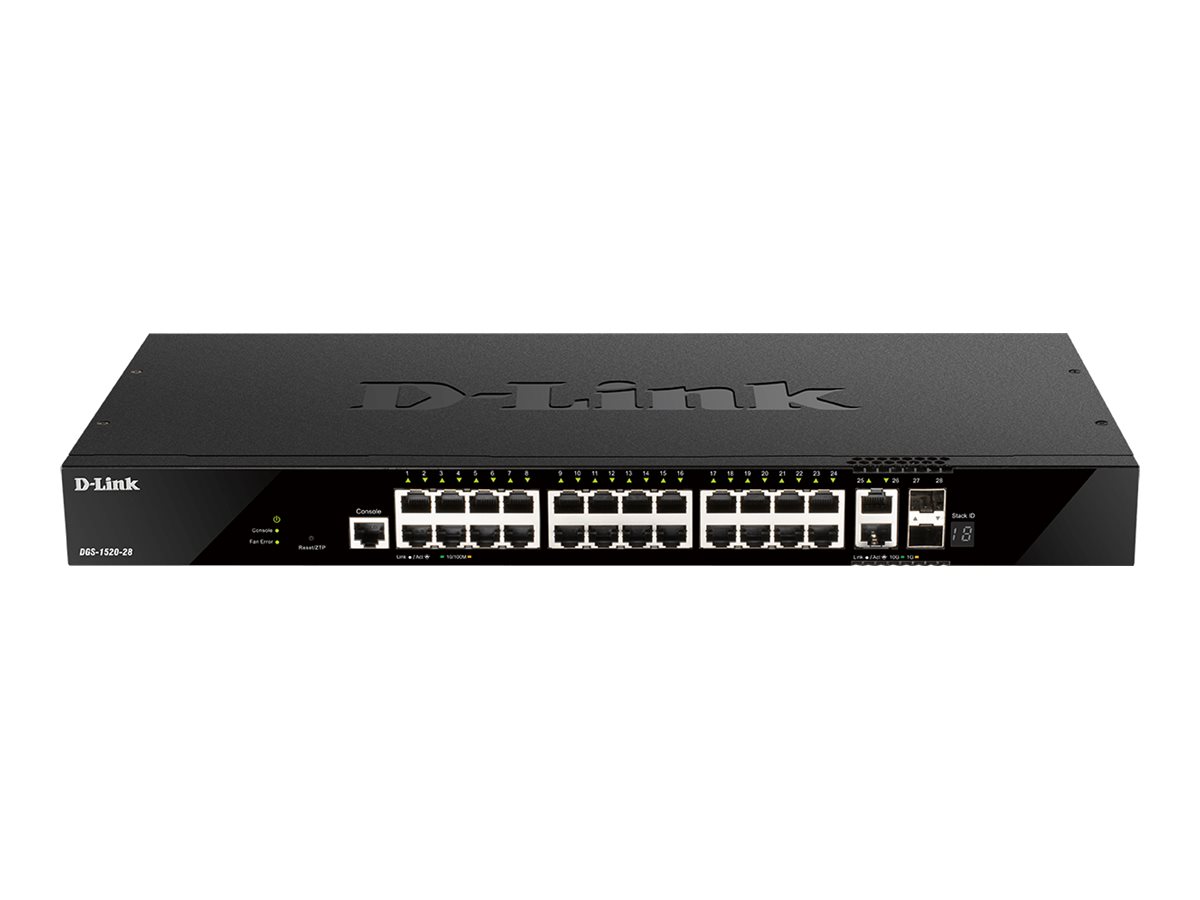 D-Link DGS 1520-28 - Commutateur - C3 - intelligent - 24 x 10/100/1000 + 2 x Gigabit SFP + 2 x 10 Gigabit SFP+ - Montable sur rack - DGS-1520-28/E - Concentrateurs et commutateurs gigabit
