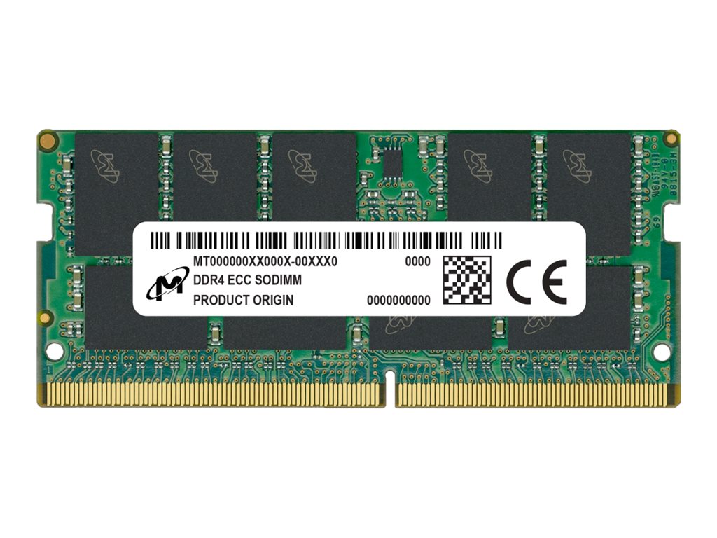 Micron - DDR4 - module - 32 Go - SO DIMM 260 broches - 3200 MHz / PC4-25600 - CL22 - 1.2 V - mémoire sans tampon - ECC - MTA18ASF4G72HZ-3G2R - DDR4