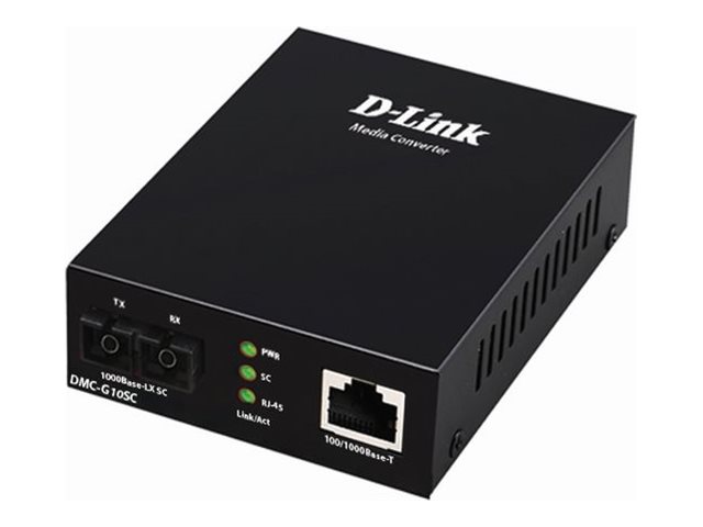 D-Link DMC G10SC - Convertisseur de média à fibre optique - 1GbE - 10Base-T, 100Base-TX, 1000Base-T, 1000Base-LX - RJ-45 / mode unique SC - jusqu'à 10 km - 1310 nm - DMC-G10SC/E - Transmetteurs optiques