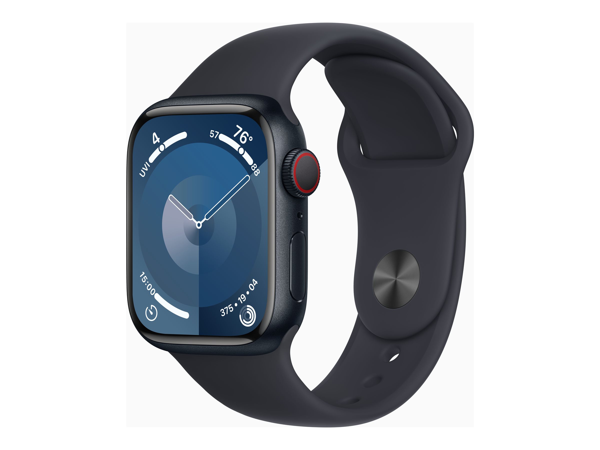 Apple Watch Series 9 (GPS + Cellular) - 41 mm - aluminium minuit - montre intelligente avec bande sport - fluoroélastomère - minuit - taille du bracelet : M/L - 64 Go - Wi-Fi, LTE, UWB, Bluetooth - 4G - 32.1 g - MRHT3QF/A - Montres intelligentes