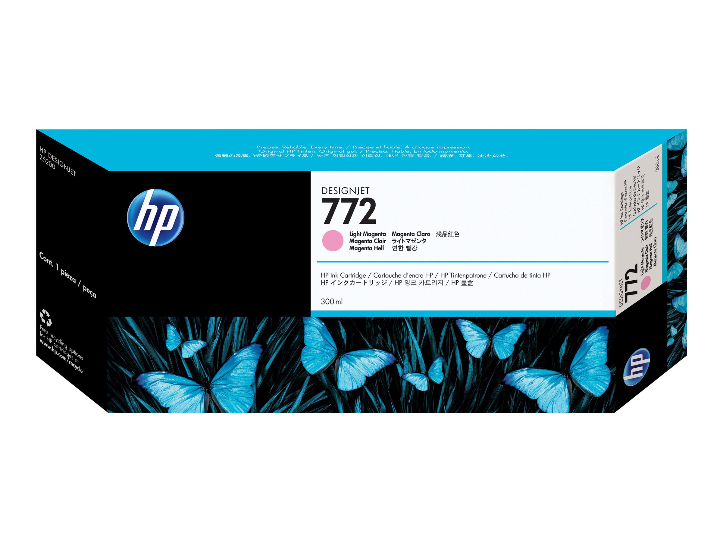 HP 772 - 300 ml - magenta clair - original - DesignJet - cartouche d'encre - pour DesignJet HD Pro MFP, Z5200, Z5200 PostScript, Z5400 PostScript ePrinter - CN631A - Cartouches d'imprimante