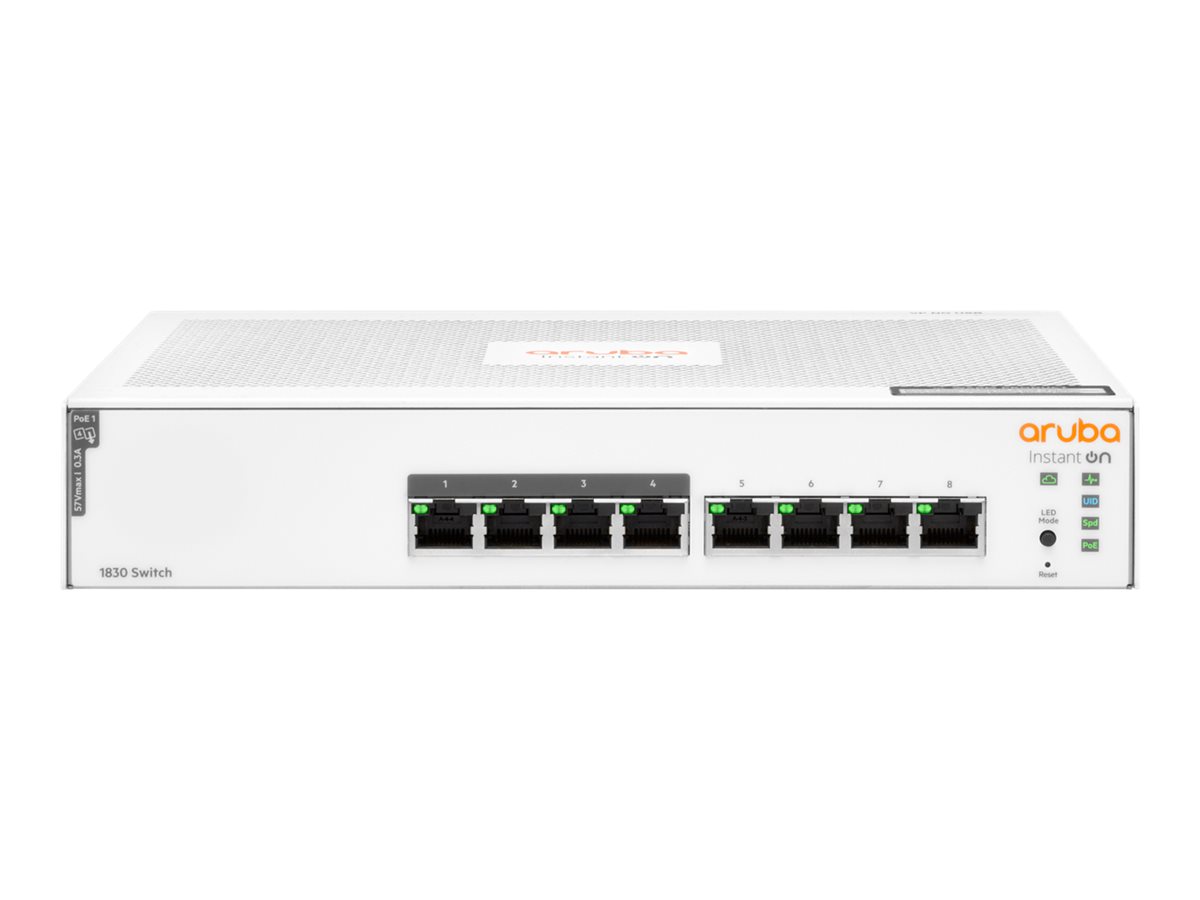 HPE Networking Instant On 1830 8G 4p Class4 PoE 65W Switch - Commutateur - intelligent - 4 x 10/100/1000 + 4 x 10/100/1000 (PoE+) - de bureau, Montable sur rack - PoE+ (65 W) - JL811A - Concentrateurs et commutateurs gigabit